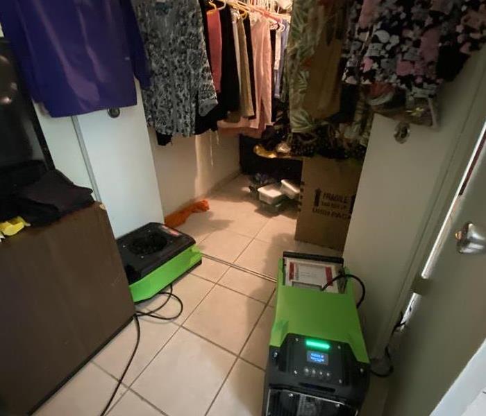 closet with dehu and air mover placed